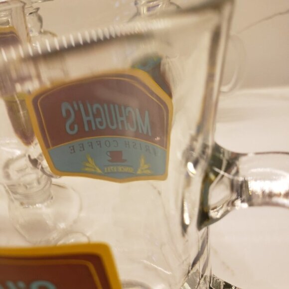 SET of 5 Irish Coffee Clear Glasses with logo Handle 2" Stem - Picture 13 of 14
